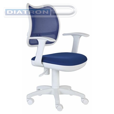 Кресло офисное БЮРОКРАТ CH-W797, пластик белый, спинка сетка синяя, сиденье ткань синяя (TW-10)