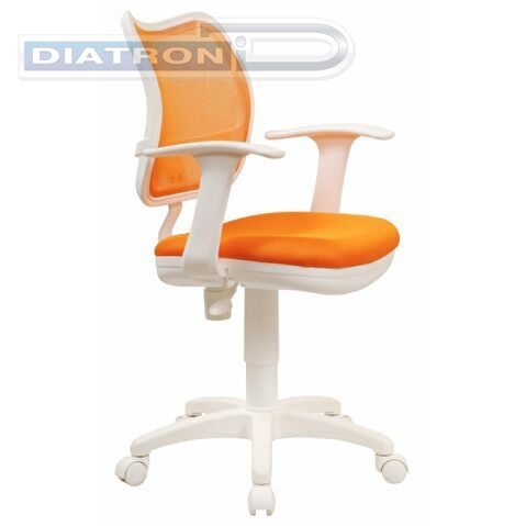 Кресло офисное БЮРОКРАТ CH-W797, пластик белый, спинка сетка оранжевая, сиденье ткань оранжевая (TW-96-1)