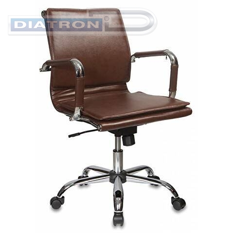 Кресло руководителя БЮРОКРАТ CH-993-LOW, низкая спинка, крестовина хром, иск.кожа коричневая (BROWN)