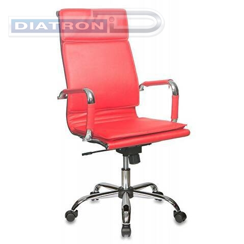 Кресло руководителя БЮРОКРАТ CH-993, высокая спинка, крестовина хром, иск.кожа красная (RED)