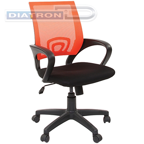 Кресло офисное CHAIRMAN 696, крестовина пластик, сиденье сетка оранжевая, сиденье ткань черная (DW-66/TW-11)