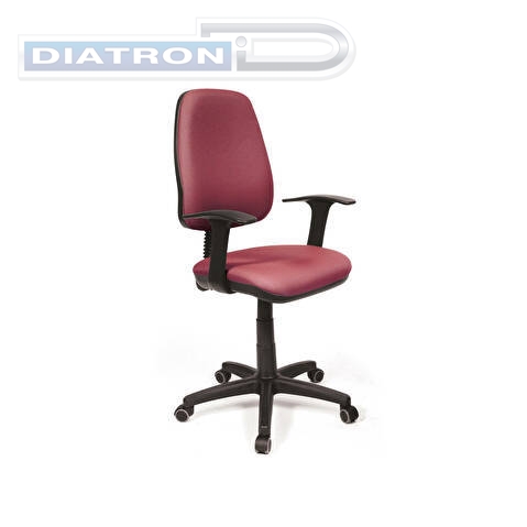 Кресло офисное CHAIRMAN 661, Т-образные подлокотники, крестовина пластик, ткань бордовая (15-11)