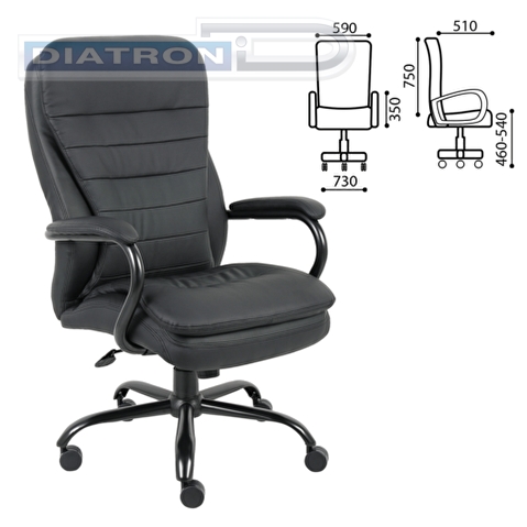 Кресло руководителя BRABIX Heavy Duty HD-001, усиленная конструкция, нагрузка до 200 кг, экокожа, черный, BRABIX-NOV
