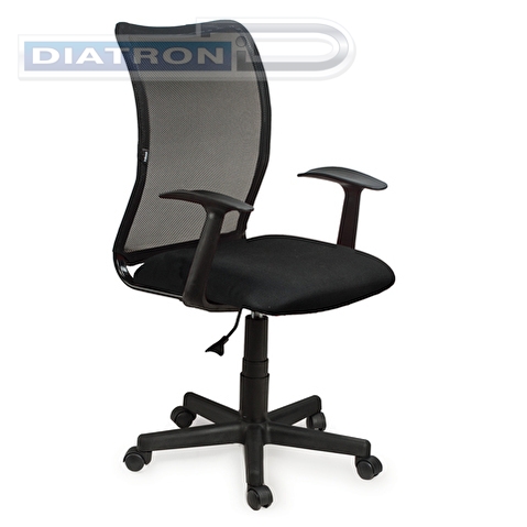 Кресло офисное BRABIX Spring MG-307, крестовина пластик, Т-образные подлокотники, спинка сетка черная, сиденье ткань черная