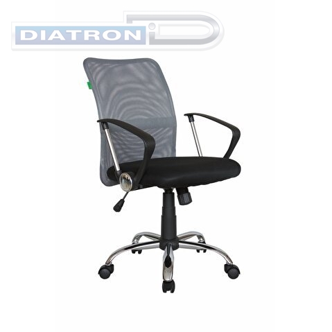 Кресло офисное RIVA Chair 8075, крестовина метал, спинка акриловая сетка серая, сиденье ткань черная