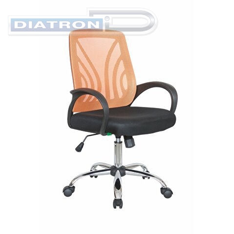 Кресло офисное RIVA Chair 8099, крестовина метал, спинка акриловая сетка оранжевая, сиденье ткань черная