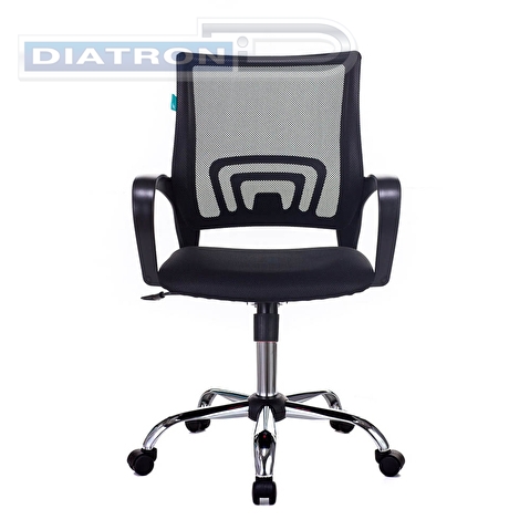 Кресло офисное БЮРОКРАТ CH-695N/SL, крестовина хром, спинка сетка черная, сиденье ткань черная (TW-01/TW-11)