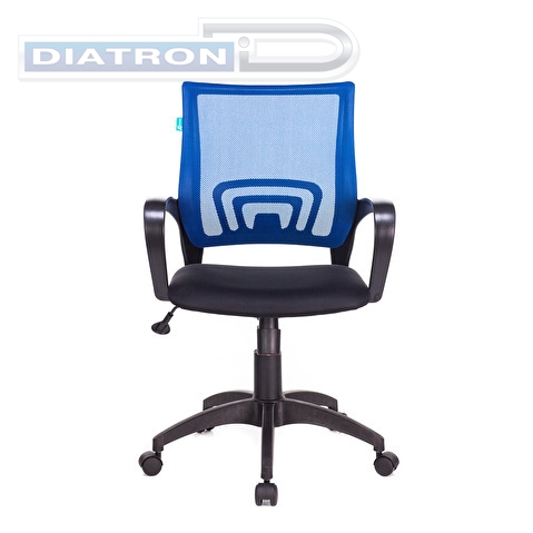 Кресло офисное БЮРОКРАТ CH-695N, крестовина пластик, спинка сетка синяя, сиденье ткань черная (TW-05/TW-11)