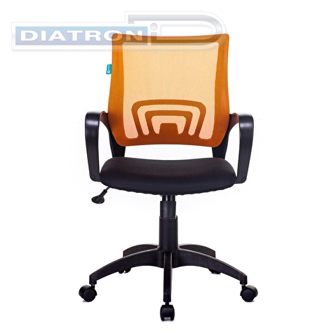 Кресло офисное БЮРОКРАТ CH-695N, крестовина пластик, спинка сетка оранжевая, сиденье ткань черная (TW-38-3/TW-11)