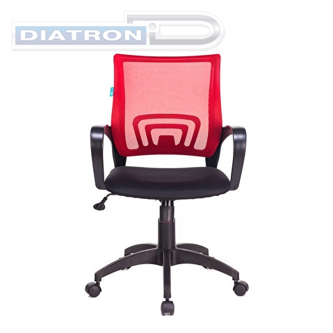 Кресло офисное БЮРОКРАТ CH-695N, крестовина пластик, миханизм качания, спинка сетка красная, сиденье ткань черная (TW-35N/TW-11)