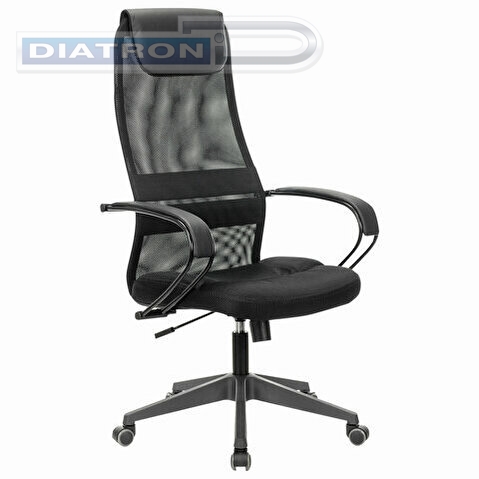 Кресло руководителя BRABIX Premium Stalker EX-608 PL, ткань-сетка/кожзам, черное, BRABIX-NOV