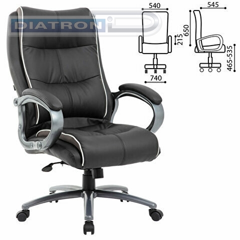 Кресло руководителя BRABIX Premium Strong HD-009, нагрузка до 200 кг, экокожа черная, ткань серая, BRABIX-NOV