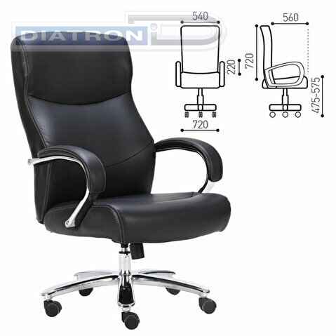 Кресло руководителя BRABIX Premium Total HD-006, нагрузка до 180 кг, экокожа, хром, черное, BRABIX-NOV