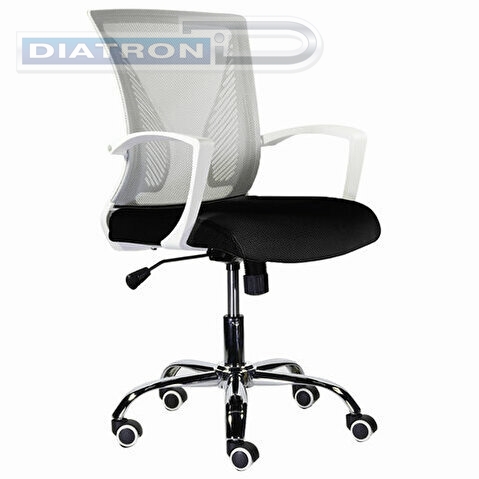 Кресло офисное BRABIX Wings MG-306, пластик белый, хром, сетка, серое/черное