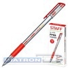 Ручка гелевая STAFF, резиновый упор, 0.35/0.5мм, красная