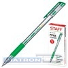 Ручка гелевая STAFF, резиновый упор, 0.35/0.5мм, зеленая