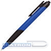 Ручка шариковая автоматическая BRAUBERG Booster, резиновый упор, 0.35/0.7мм, на масляной основе, трехгранный корпус, синяя