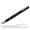 Ручка подарочная перьевая BRAUBERG Larghetto, корпус черный с хромированными деталями, линия письма 0,25 мм, синяя