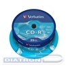 Записываемый компакт-диск в боксе CD-R VERBATIM 700МБ, 80мин, 52x,   25шт/уп, DL (43432)