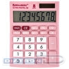 Калькулятор настольный  8 разр. BRAUBERG Ultra PASTEL-08-PK, 154x115мм, компактный, двойное питание, розовый