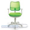 Кресло офисное БЮРОКРАТ CH-W797, пластик белый, спинка сетка салатовая, сиденье ткань салатовая (TW-18)