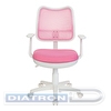 Кресло офисное БЮРОКРАТ CH-W797, пластик белый, спинка сетка розовая, сиденье ткань розовая (TW-13A)