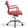 Кресло руководителя БЮРОКРАТ CH-993-LOW, низкая спинка, крестовина хром, иск.кожа красная (RED)
