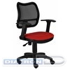 Кресло офисное БЮРОКРАТ CH-797AXSN, Т-образные подлокотники, спинка сетка черная, сиденье ткань красная (26-22)