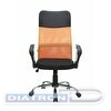 Кресло офисное RIVA Chair 8074, крестовина метал, спинка акриловая сетка оранжевая, сиденье ткань черная