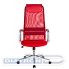 Кресло руководителя БЮРОКРАТ KB-9N, спинка высокая эргономичная, крестовина хром, спинка сетка красная, сиденье ткань красная (TW-35N/TW-97N)