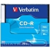 Записываемый компакт-диск CD-R VERBATIM 700МБ, 80мин, 52х, 1шт/уп, Slim Case, (43347)