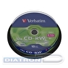 Перезаписываемый компакт-диск в боксе CD-RW VERBATIM 700МБ, 80мин,  12x, 10шт/уп, DL+ (43480)