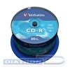 Записываемый компакт-диск в боксе CD-R VERBATIM 700МБ, 80мин, 52x,   50шт/уп, DL (43351)